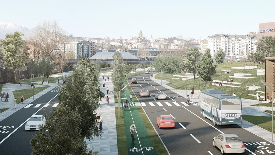 Boulevard de acceso a Oviedo